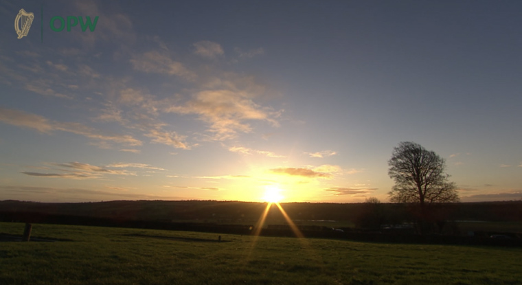 View from Newgrange of the rising sun.